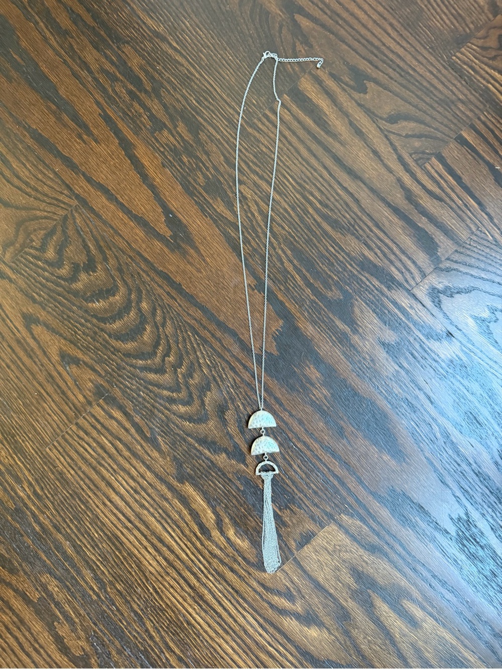 Silver-tone Layered Tassel Pendant Necklace